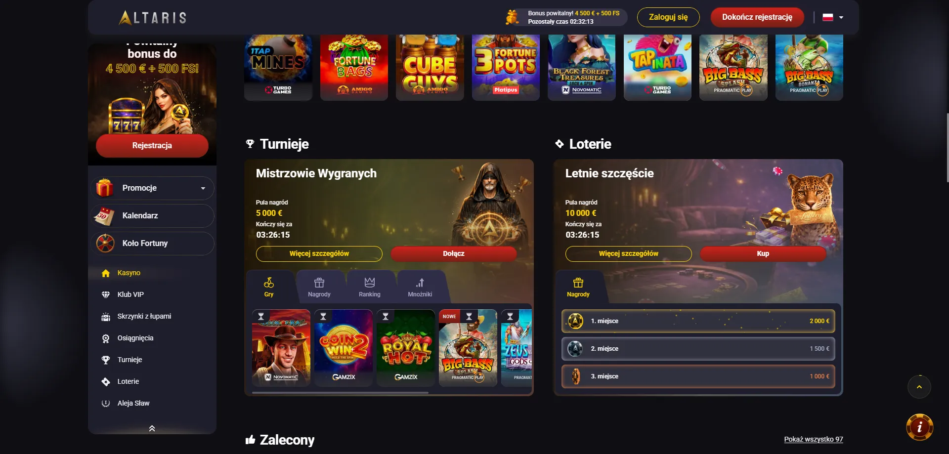 Altaris Casino zakłady sportowe – pełna oferta bukmacherska