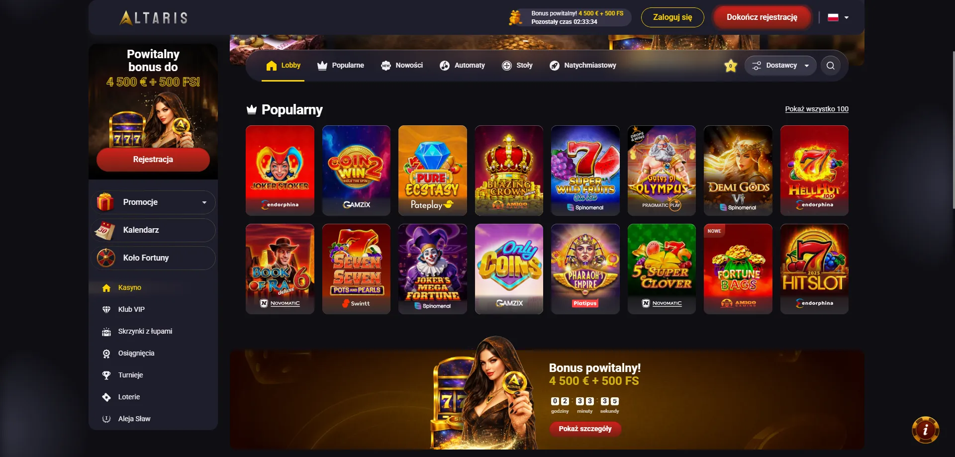Altaris Casino automaty online – ponad 4800 gier do wyboru